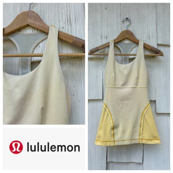 Lululemon Yellow Racerback Tank‎ Top Soft Breathable Stretchy Built-In Bra Sz 4 - Picture 1 of 10